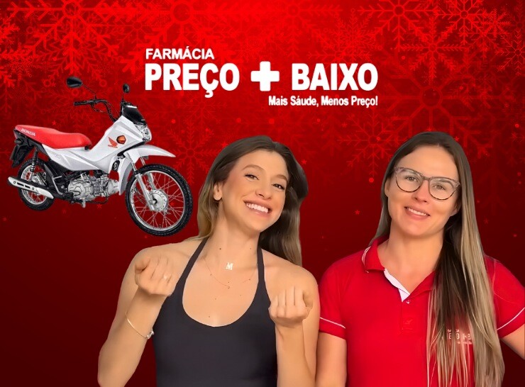 Comprou, economizou e ainda pode sair de moto na Farmácia Preço Baixo