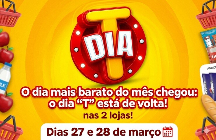 🚨 O dia mais barato do mês chegou: o dia "T" está de volta! nas 2 lojas!