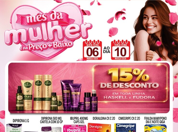 Mês da Mulher é na Farmacoa Preço Baixo de 06 a 10 de março, confira!