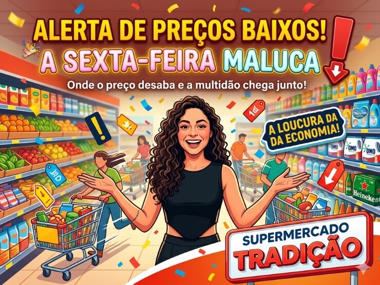 Alerta de Preços Baixos: A Sexta-Feira Maluca Invadiu o Supermercado Tradição!