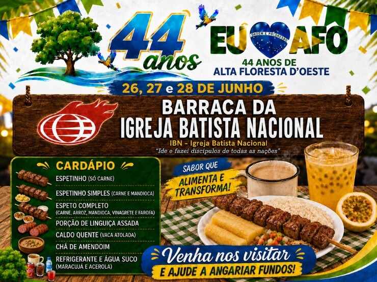 Barraca da Igreja Batista Nacional marca presença nas comemorações dos 44 anos de Alta Floresta D’Oeste