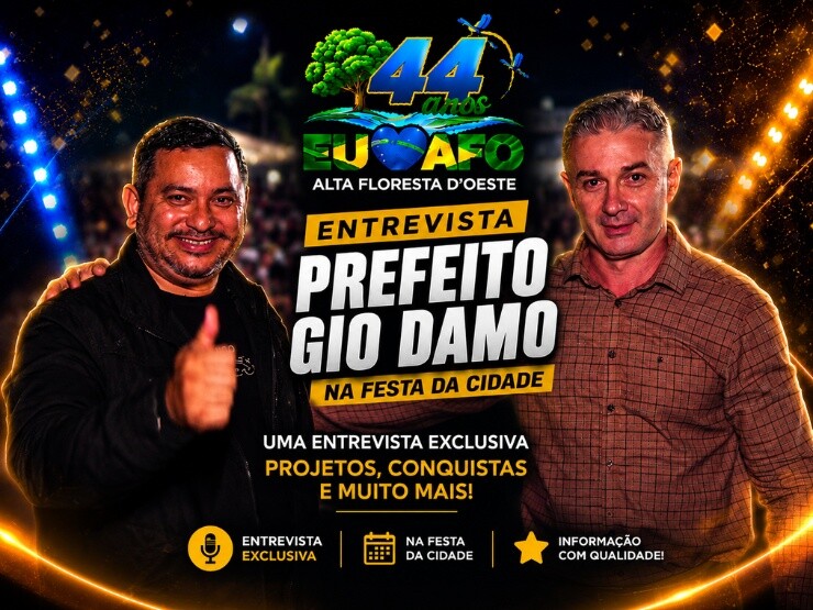 Entrevista com o Prefeito Gio Damo na Festa da Cidade, 44 Anos de Alta Floresta D´Oeste