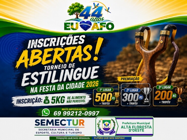 Inscrições Abertas para o Torneio de Estilingue da Festa da Cidade 2026 em Alta Floresta d’Oeste