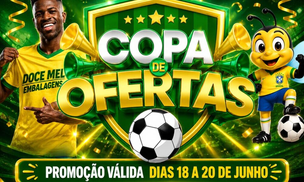 Promoção Copa de Ofertas na Doce Mel Embalagens, válidas de 18 a 20 de junho!