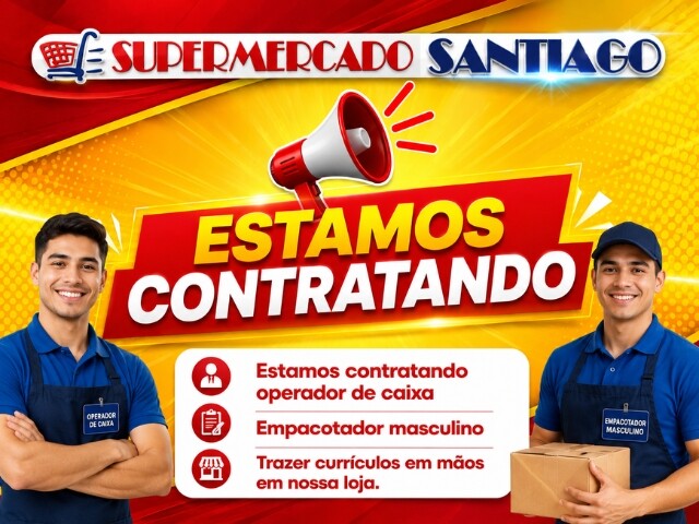 Supermercado Santiago Está Contratando, 2 vagas de emprego!