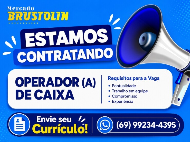 Mercado Brustolin anuncia vaga para Operador(a) de Caixa em Alta Floresta D’Oeste