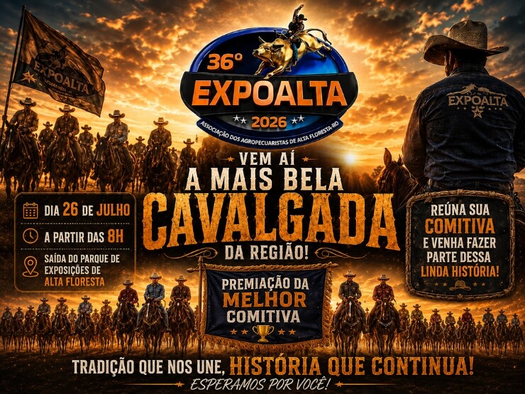 36ª Expoalta realiza tradicional cavalgada no dia 26 de julho em Alta Floresta D'Oeste