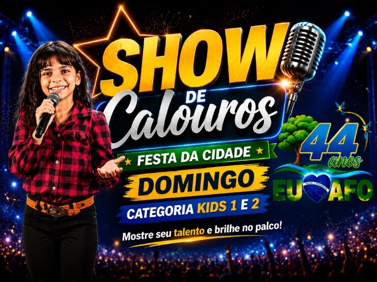 Show de Calouros Festa da Cidade Kids 1 e 2 – Domingo 28/06/2026